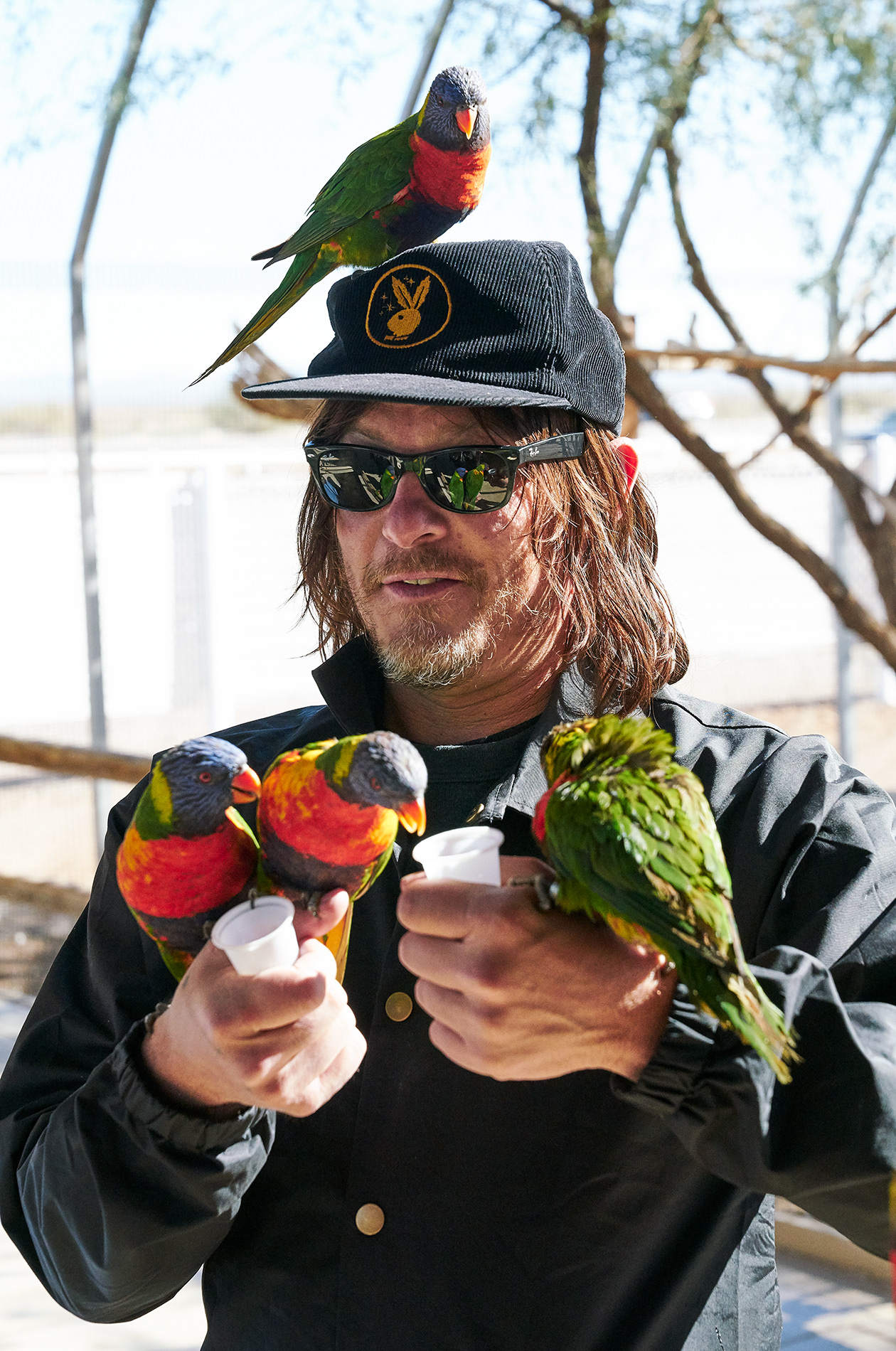 Norman Reedus with parakeets - Steve Craft Photography, Phoenix, Arizona based Commercial, Aviation & Industrial Photographer